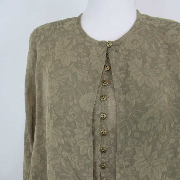 FRANCESS RITA Vintage Sheer Layered Floral Button Front Blouse Tunic Size 10 - Picture 3 of 13